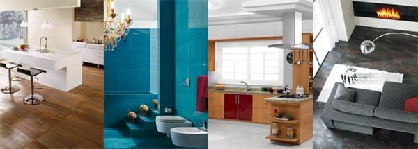 Diseño de ambientes modernos - Baños e hidromasajes - Revestimientos - Accesorios, muebles y campanas