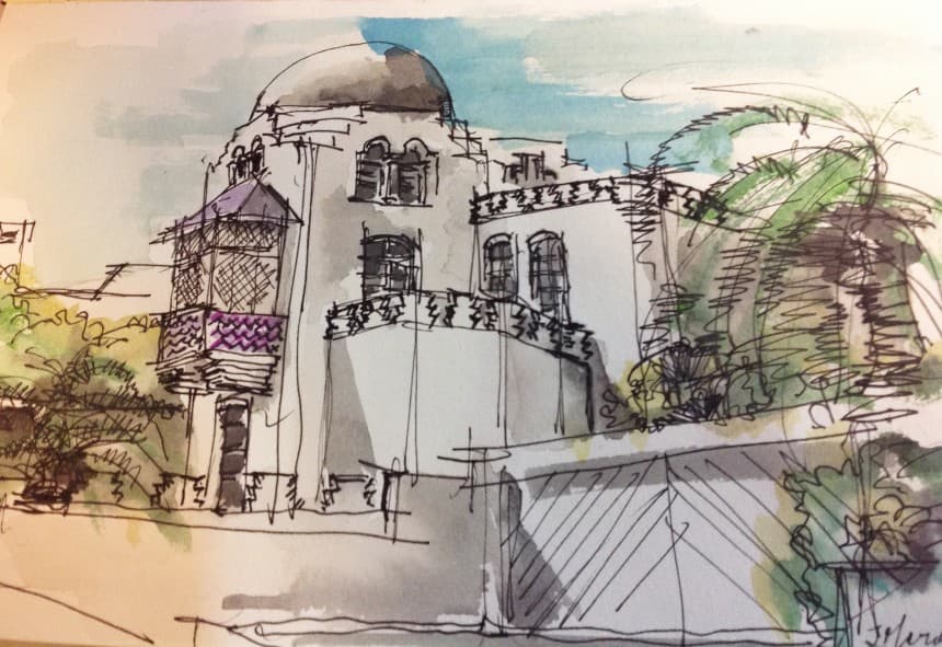 La Media Luna: croquis del Arquitecto Jose Eduardo Mariño