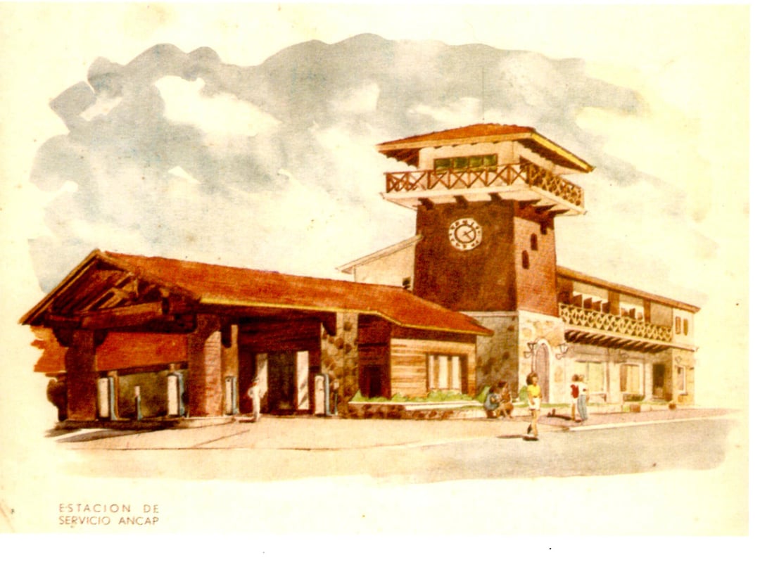 ANCAP: croquis del Arquitecto Jose Eduardo Mariño