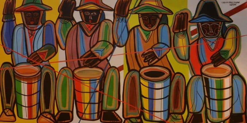 "Bombo, repique y piano". Pintura